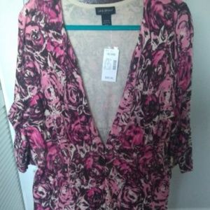 Lane Bryant Pink & Brown Cardigan Sweater 18/20